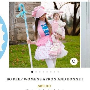 Women’s Pink Bo Peep Apron & Bonnet Costume